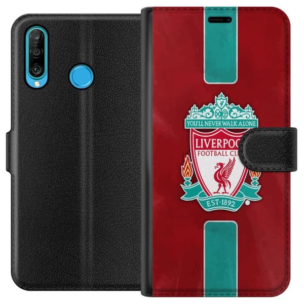 Huawei P30 lite Tegnebogsetui Liverpool FC - Klassisk Fodboldstolthed i Rødt
