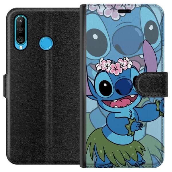 Huawei P30 lite Lommeboketui Stitch under stjernene - Magisk Anime-stil