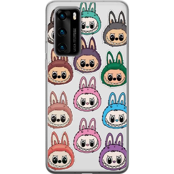 Huawei P40 Gjennomsiktig deksel Labubu Macaron Monster - Søt Samlefigur med Stil