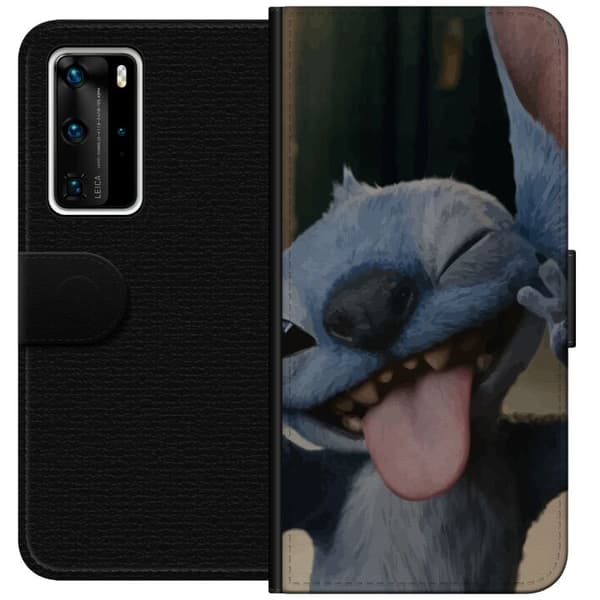 Huawei P40 Pro Plånboksfodral Stitch Söt Alien – Blå Favorit från Yttre Rymden