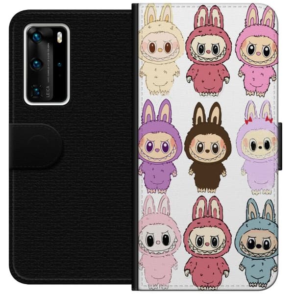 Huawei P40 Pro Plånboksfodral Labubu Pink Monster – Popkonst med Kawaii-touch
