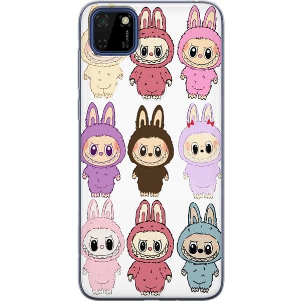 Huawei Y5p Gennemsigtig cover Labubu Pink Monster - Popkunst med Kawaii-touch