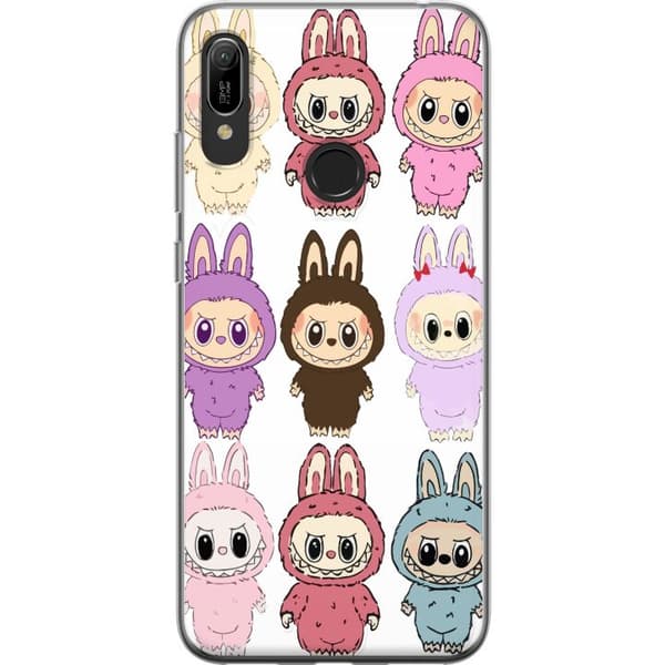 Huawei Y6 (2019) Genomskinligt Skal Labubu Pink Monster – Popkonst med Kawaii-touch