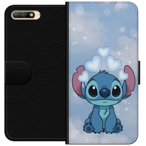Huawei Y6 (2018) Tegnebogsetui Stitch Hoppende Glæde - Sjovt Design til Gave