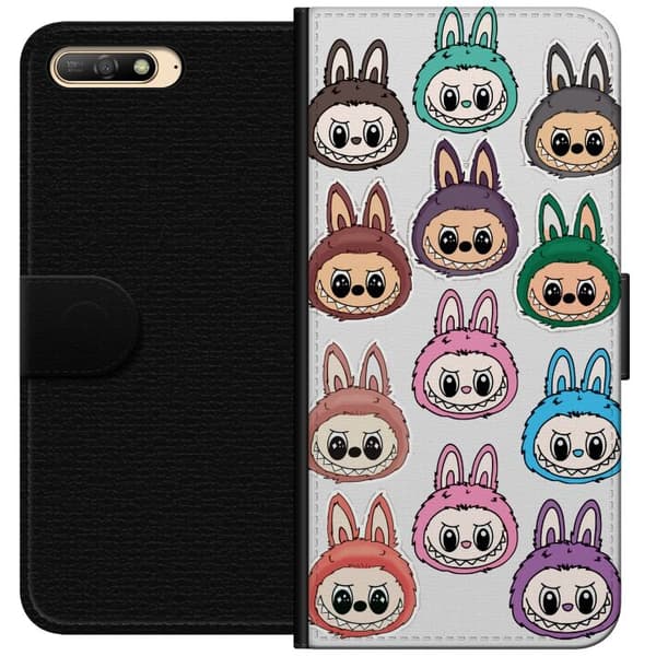 Huawei Y6 (2018) Tegnebogsetui Labubu Macaron Monster - Nuttet Samlefigur med Stil