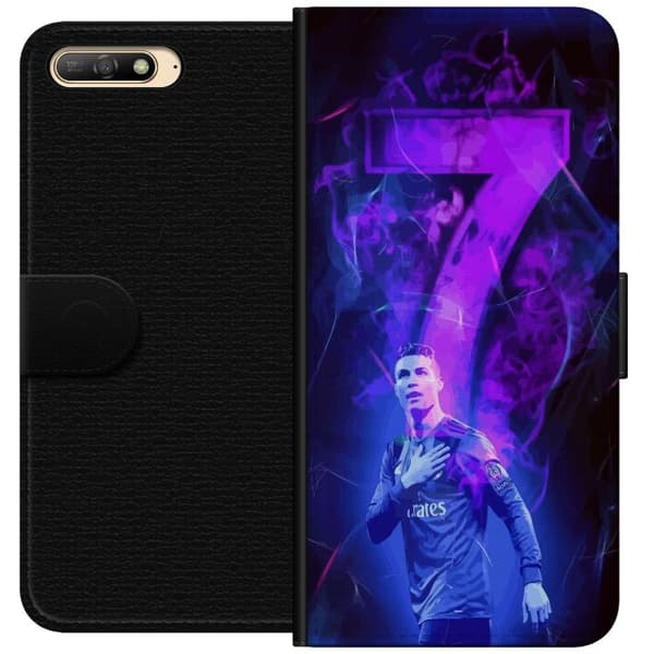 Huawei Y6 (2018) Lompakkokotelo Ronaldo 7 - Jalkapallolegenda Toiminnassa Fanien Puolesta