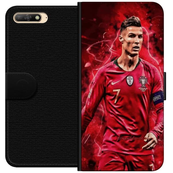 Huawei Y6 (2018) Lompakkokotelo Ronaldon Taidot - CR7 Suunnittelu Aidolle Kannattajalle