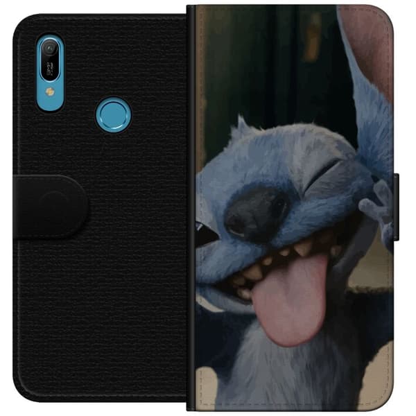 Huawei Y6 (2019) Lompakkokotelo Stitch Söpö Alien - Sininen Suosikki Ulkoavaruudesta