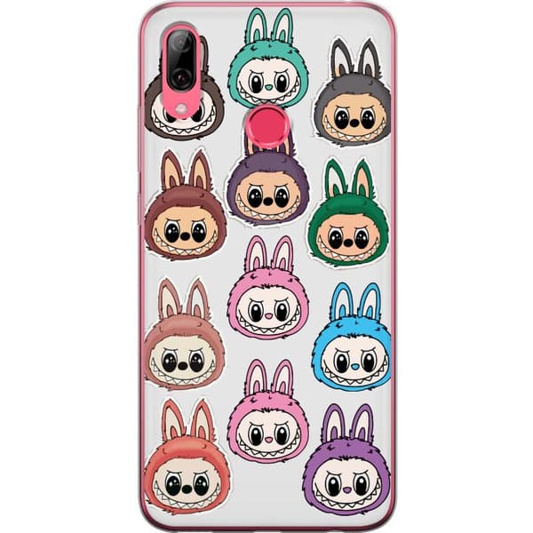 Huawei Y7 (2019) Genomskinligt Skal Labubu Macaron Monster – Söt Samlarfigur med Stil