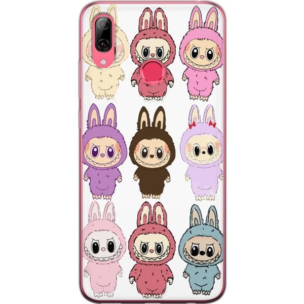 Huawei Y7 (2019) Genomskinligt Skal Labubu Pink Monster – Popkonst med Kawaii-touch
