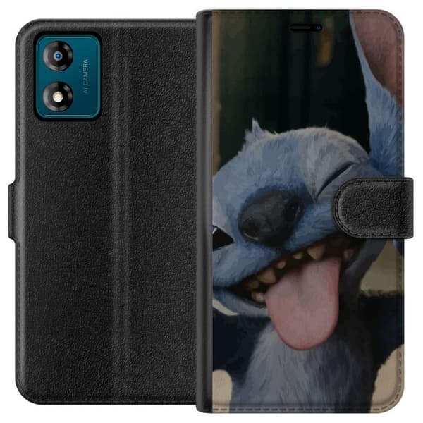 Motorola Moto E13 Plånboksfodral Stitch Söt Alien – Blå Favorit från Yttre Rymden