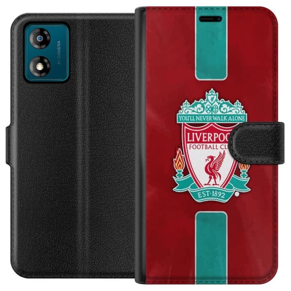 Motorola Moto E13 Lommeboketui Liverpool FC - Klassisk Fotballstolthet i Rødt