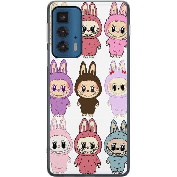 Motorola Edge 20 Pro Läpinäkyvä kuori Labubu Pink Monster - Popkulttuuri Kawaii-kosketuksella