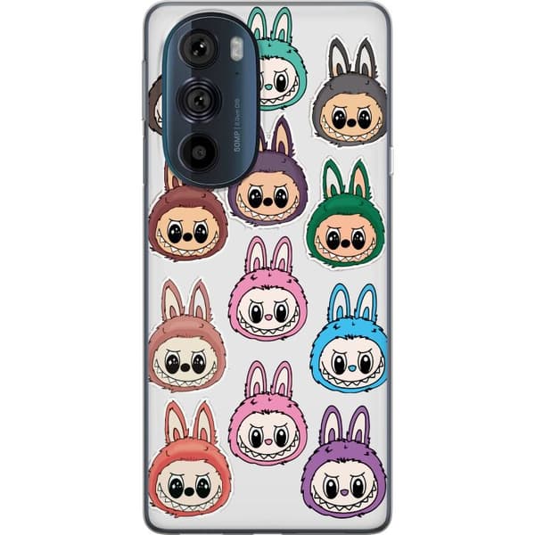Motorola Edge 30 Pro Gennemsigtig cover Labubu Macaron Monster - Nuttet Samlefigur med Stil