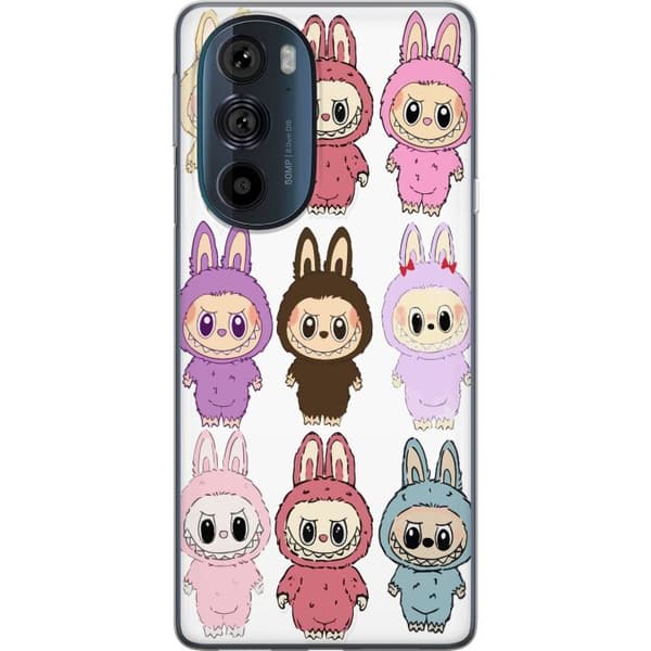 Motorola Edge 30 Pro Gjennomsiktig deksel Labubu Pink Monster - Popkunst med Kawaii-touch