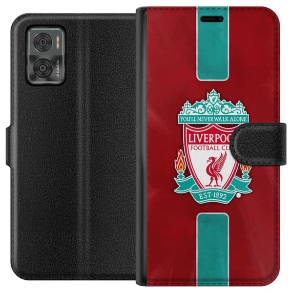 Motorola Moto E22i Plånboksfodral Liverpool FC – Klassisk Fotbollsstolthet i Rött