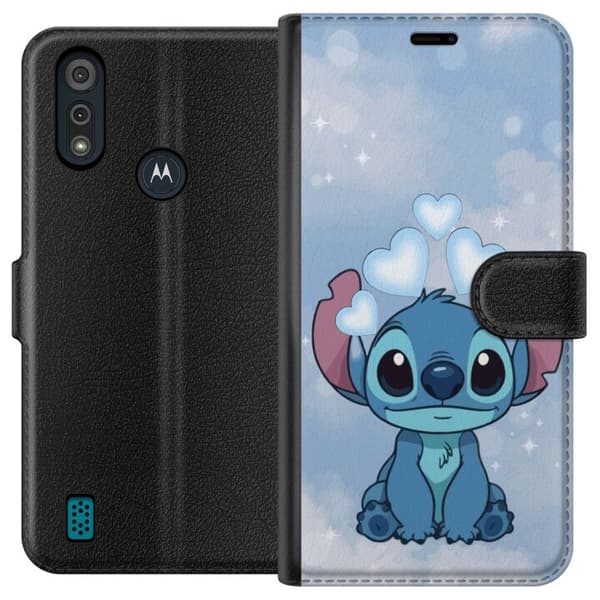 Motorola Moto E6i Tegnebogsetui Stitch Hoppende Glæde - Sjovt Design til Gave