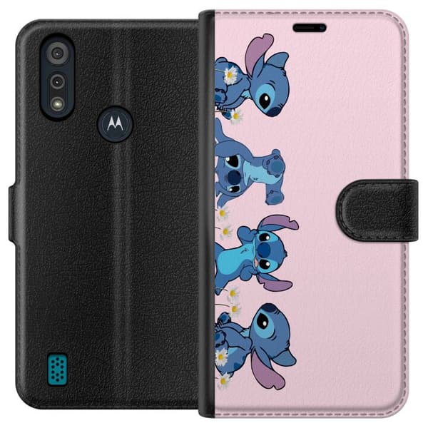 Motorola Moto E6i Tegnebogsetui  Stitch Grin & Leg – Perfekt til Telefoncovers eller Plakater