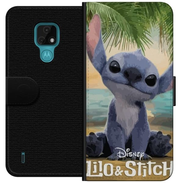 Motorola Moto E7 Plånboksfodral Stitch Kärleksfull – Med Hjärtan & Kawaii-känsla