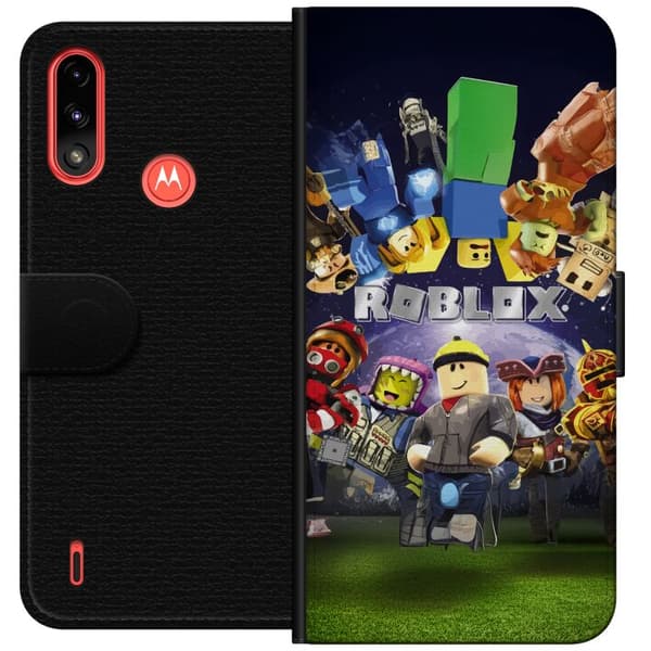 Motorola Moto E7 Power Tegnebogsetui Roblox Verden - Gaming Eventyr for Børn og Unge