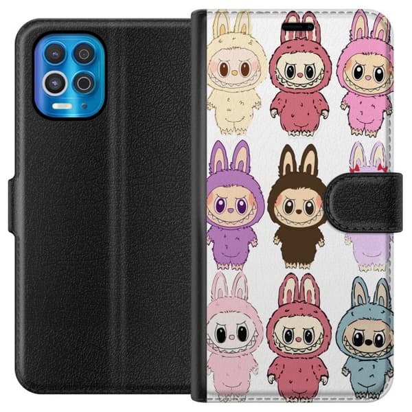 Motorola Edge S Plånboksfodral Labubu Pink Monster – Popkonst med Kawaii-touch