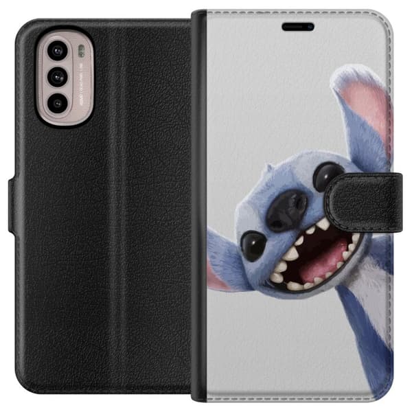 Motorola Moto G31 Lompakkokotelo Stitch liikkeessä - Kawaii-suunnittelu faneille ja lapsille