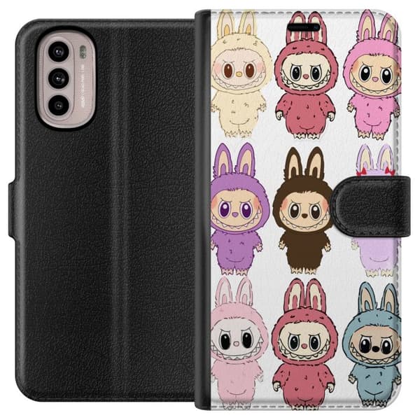 Motorola Moto G31 Tegnebogsetui Labubu Pink Monster - Popkunst med Kawaii-touch