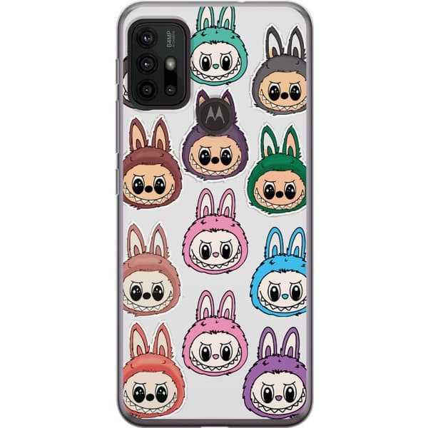 Motorola Moto G30 Gjennomsiktig deksel Labubu Macaron Monster - Søt Samlefigur med Stil