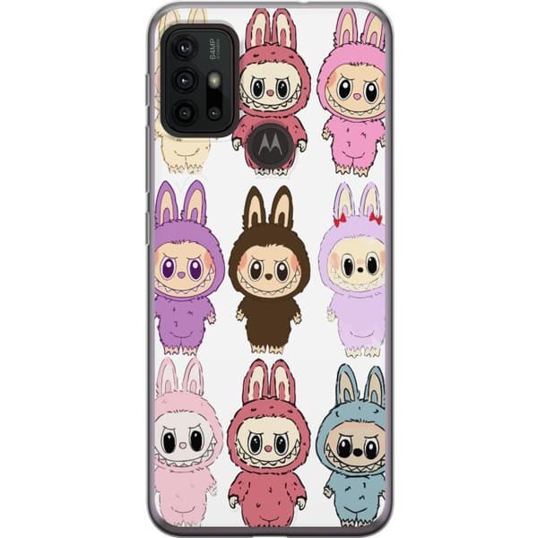 Motorola Moto G30 Gennemsigtig cover Labubu Pink Monster - Popkunst med Kawaii-touch