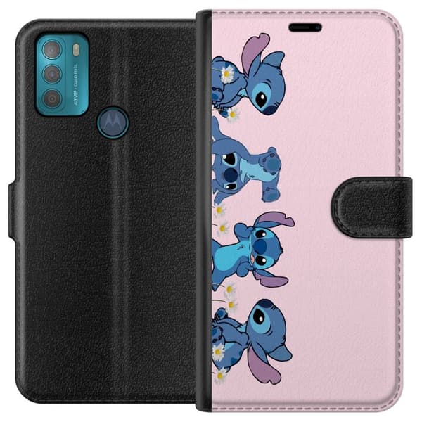 Motorola Moto G50 Plånboksfodral Stitch Skratt & Bus – Perfekt för Mobilskal eller Poster