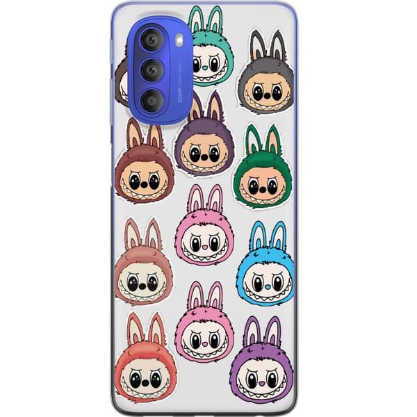 Motorola Moto G51 5G Gjennomsiktig deksel Labubu Macaron Monster - Søt Samlefigur med Stil
