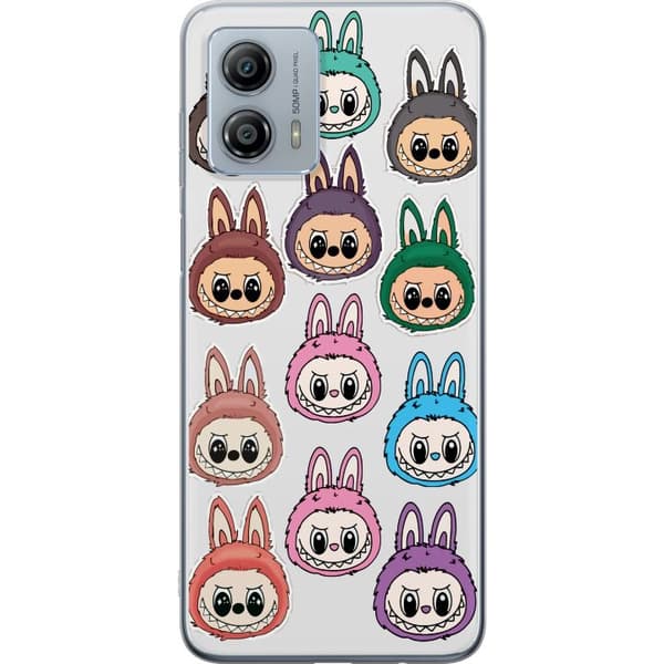 Motorola Moto G53 Gennemsigtig cover Labubu Macaron Monster - Nuttet Samlefigur med Stil