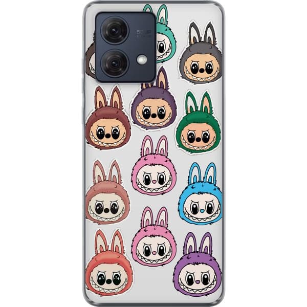 Motorola Moto G84 Gennemsigtig cover Labubu Macaron Monster - Nuttet Samlefigur med Stil