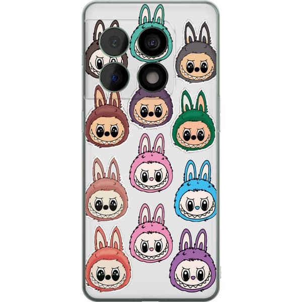 OnePlus 10 Pro Gennemsigtig cover Labubu Macaron Monster - Nuttet Samlefigur med Stil