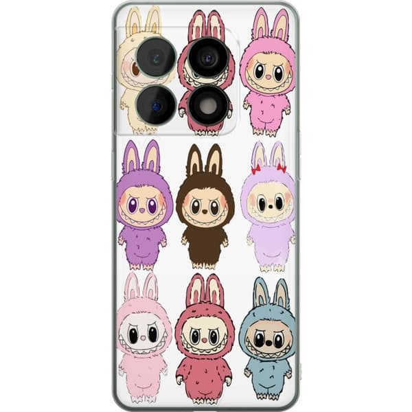 OnePlus 10 Pro Gennemsigtig cover Labubu Pink Monster - Popkunst med Kawaii-touch
