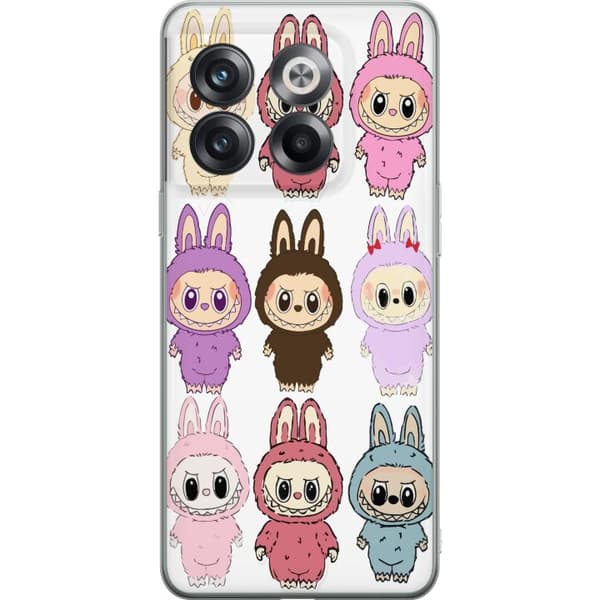 OnePlus 10T Gennemsigtig cover Labubu Pink Monster - Popkunst med Kawaii-touch