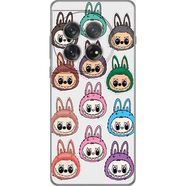 OnePlus 12 Läpinäkyvä kuori Labubu Macaron Monster - Söpö Keräilyfiguuri Tyylillä