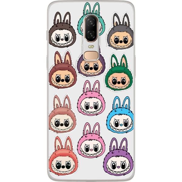OnePlus 6 Läpinäkyvä kuori Labubu Macaron Monster - Söpö Keräilyfiguuri Tyylillä