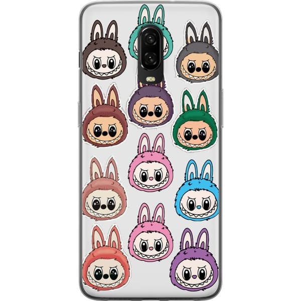OnePlus 6T Läpinäkyvä kuori Labubu Macaron Monster - Söpö Keräilyfiguuri Tyylillä