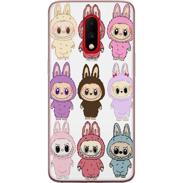 OnePlus 7 Gennemsigtig cover Labubu Pink Monster - Popkunst med Kawaii-touch