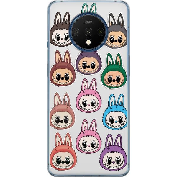 OnePlus 7T Gennemsigtig cover Labubu Macaron Monster - Nuttet Samlefigur med Stil