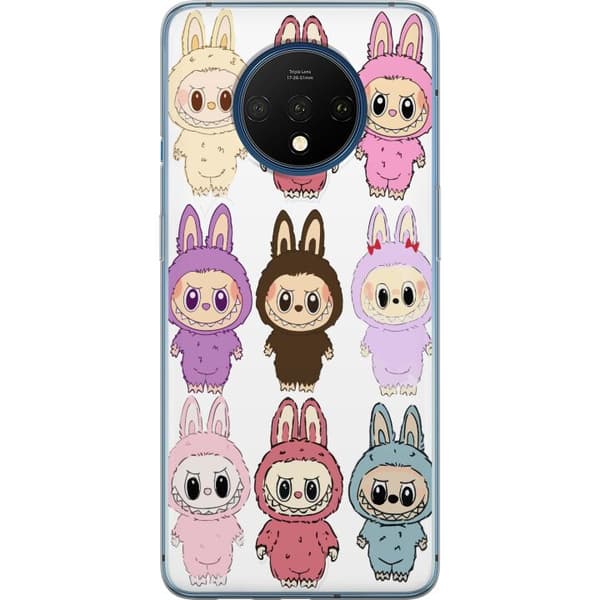 OnePlus 7T Gennemsigtig cover Labubu Pink Monster - Popkunst med Kawaii-touch