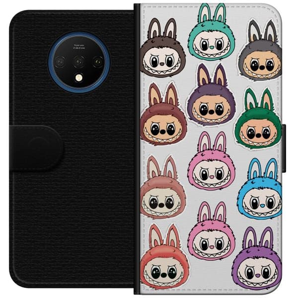 OnePlus 7T Tegnebogsetui Labubu Macaron Monster - Nuttet Samlefigur med Stil