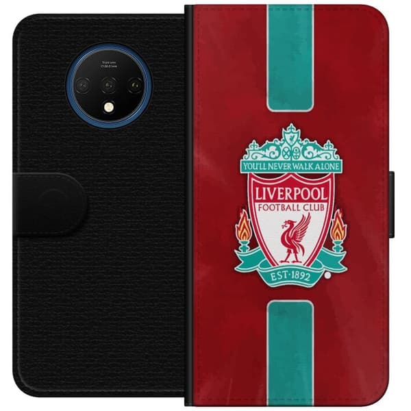OnePlus 7T Tegnebogsetui Liverpool FC - Klassisk Fodboldstolthed i Rødt