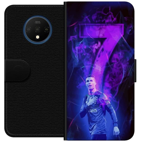 OnePlus 7T Tegnebogsetui Ronaldo 7 - Fodboldlegende i Handling for Fans