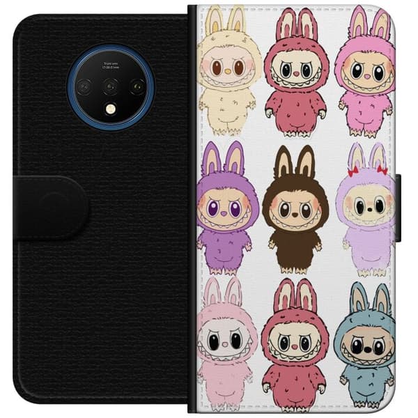 OnePlus 7T Lommeboketui Labubu Pink Monster - Popkunst med Kawaii-touch