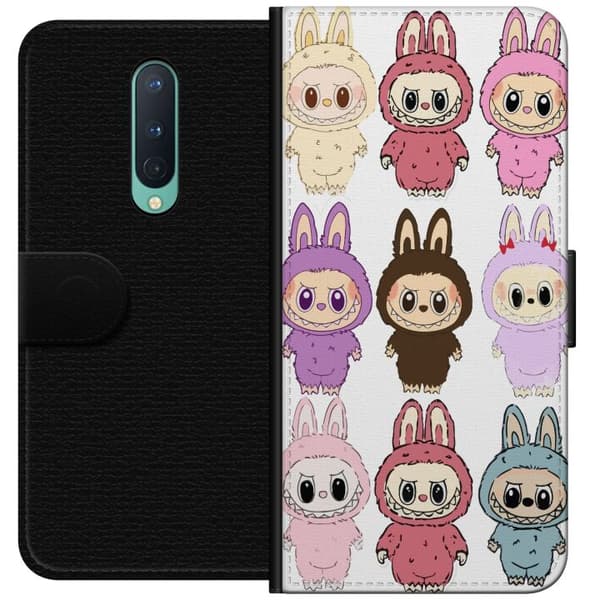 OnePlus 8 Tegnebogsetui Labubu Pink Monster - Popkunst med Kawaii-touch