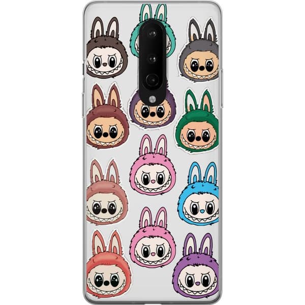 OnePlus 8 Gennemsigtig cover Labubu Macaron Monster - Nuttet Samlefigur med Stil