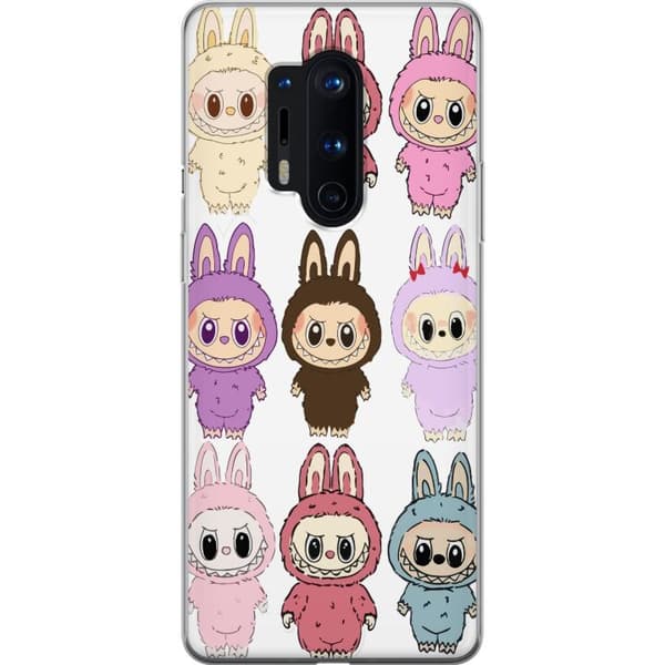 OnePlus 8 Pro Gennemsigtig cover Labubu Pink Monster - Popkunst med Kawaii-touch