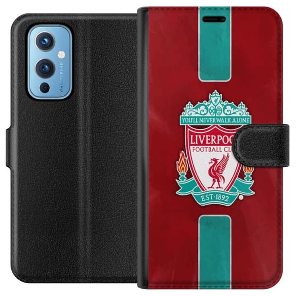 OnePlus 9 Tegnebogsetui Liverpool FC - Klassisk Fodboldstolthed i Rødt